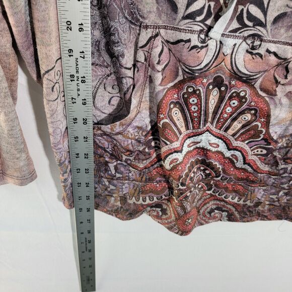 World Unity Multicolor Asymmetric Sweatshirt Pull-Over Lace Cowl Neck Size 0X - Picture 6 of 7